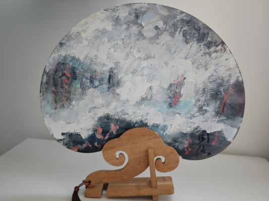 painted fan with  Chinese landscape