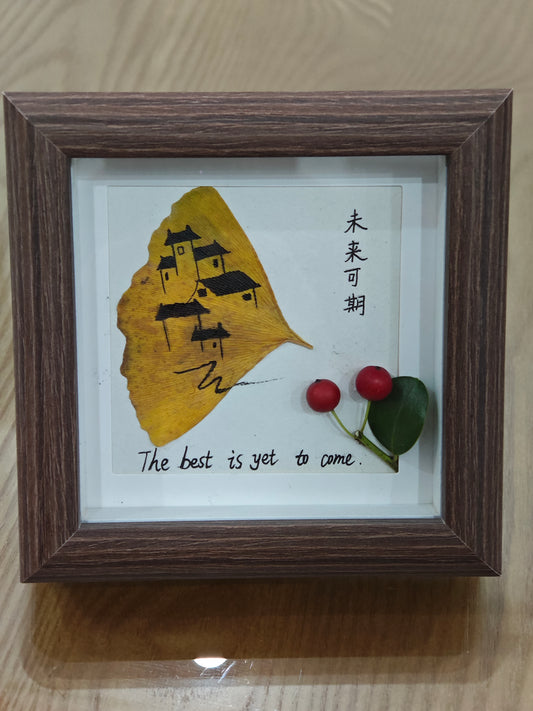 frame -ginkgo leaf  with the Jiangnan water town